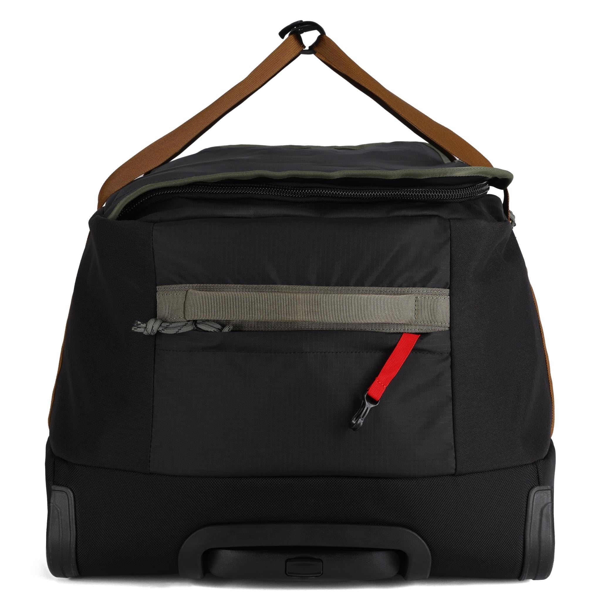 Allgemeine Detailaufnahme von Topo Designs Mountain Duffel Roller 90L in "Schwarz / Neutral"