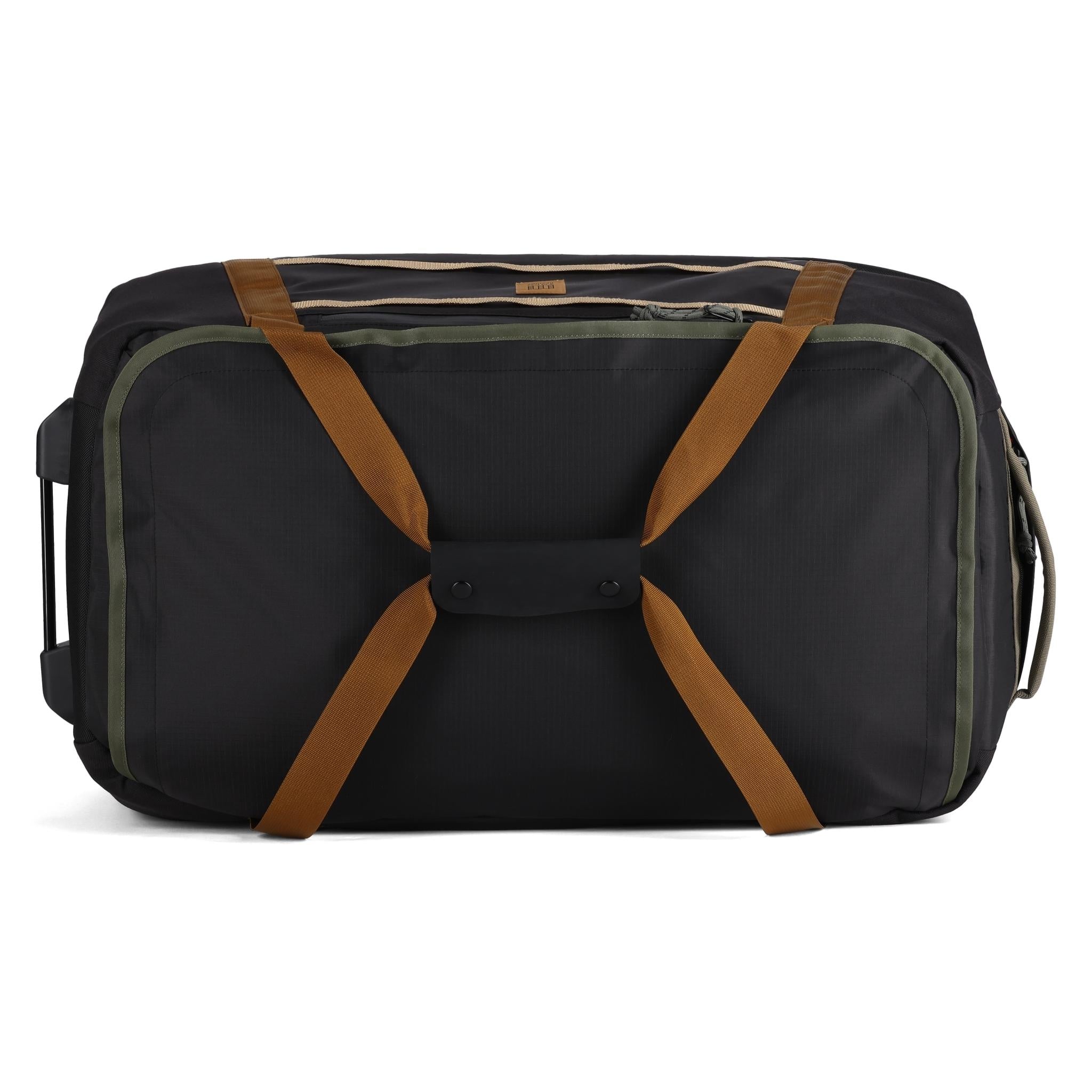 Allgemeine Detailaufnahme von Topo Designs Mountain Duffel Roller 90L in "Schwarz / Neutral"