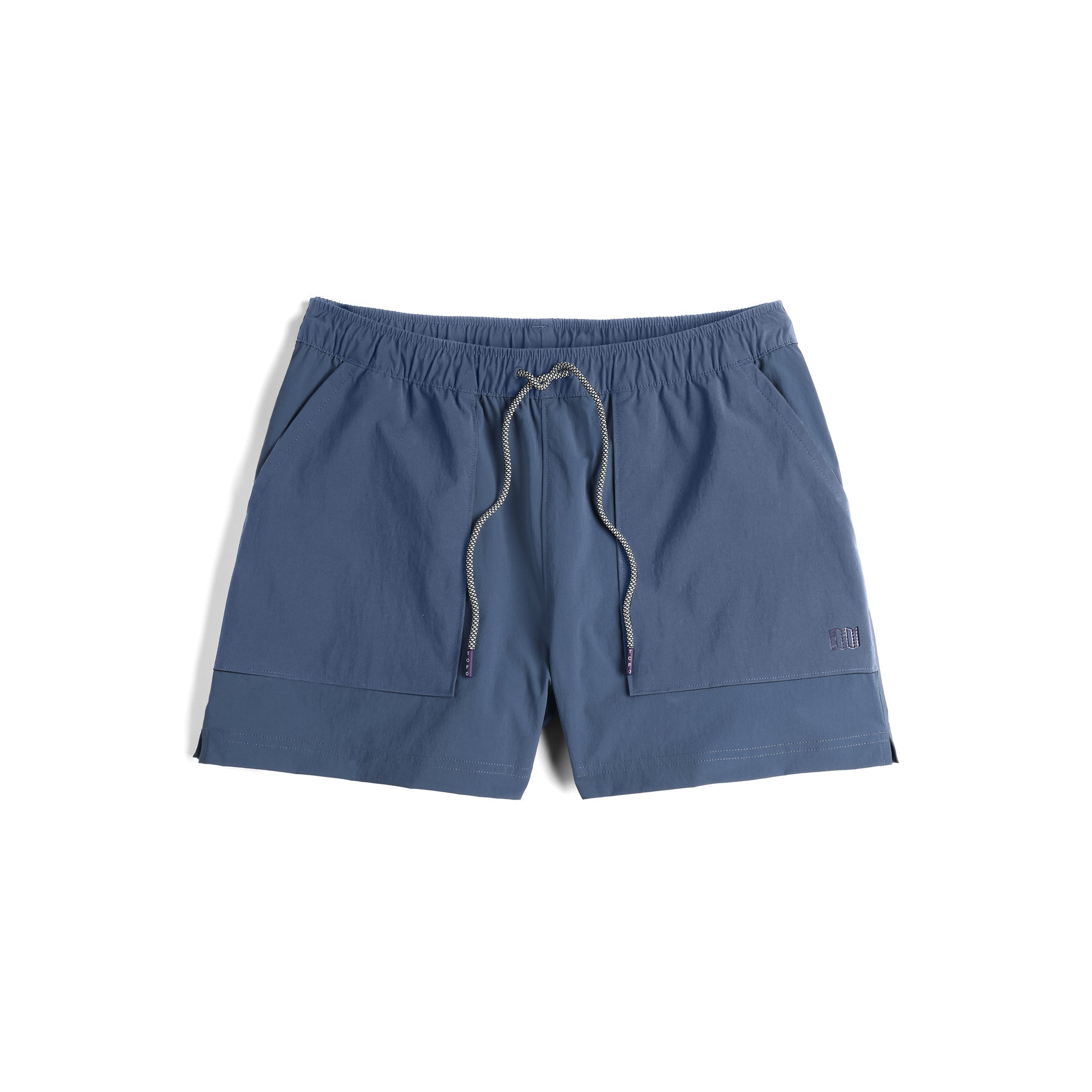 Vorderansicht der Topo Designs Mesa Shorts - Damen in "Stone Blue / Black"