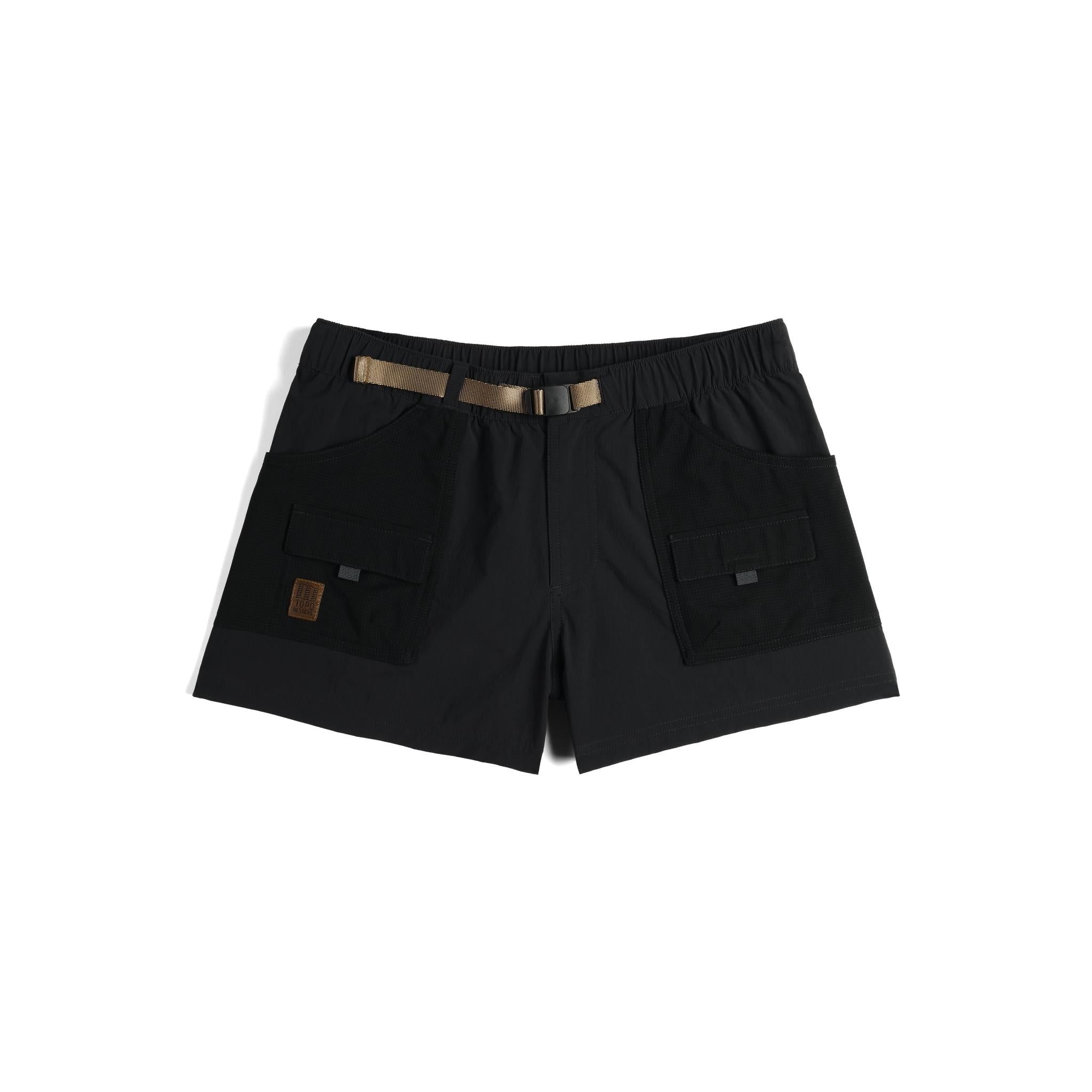 Vorderansicht der Topo Designs Retro River Shorts - Damen in "Schwarz / Neutral"