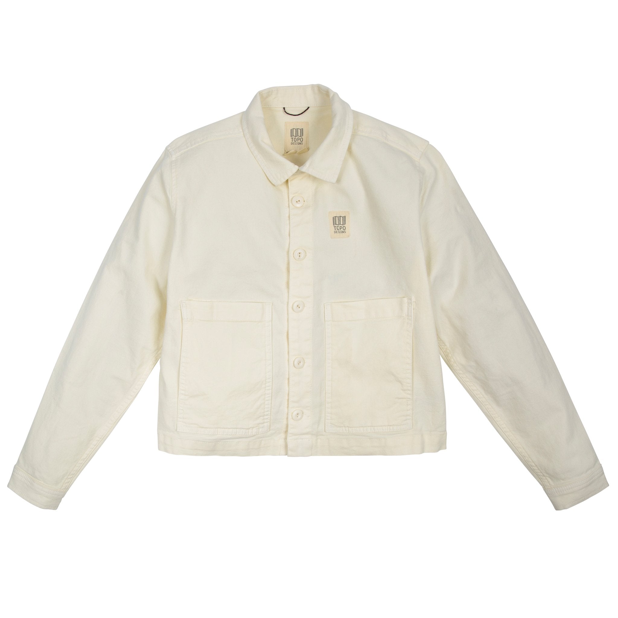 Vordere Produktaufnahme der Topo Designs Damen Dirt Jacket in Natural white.