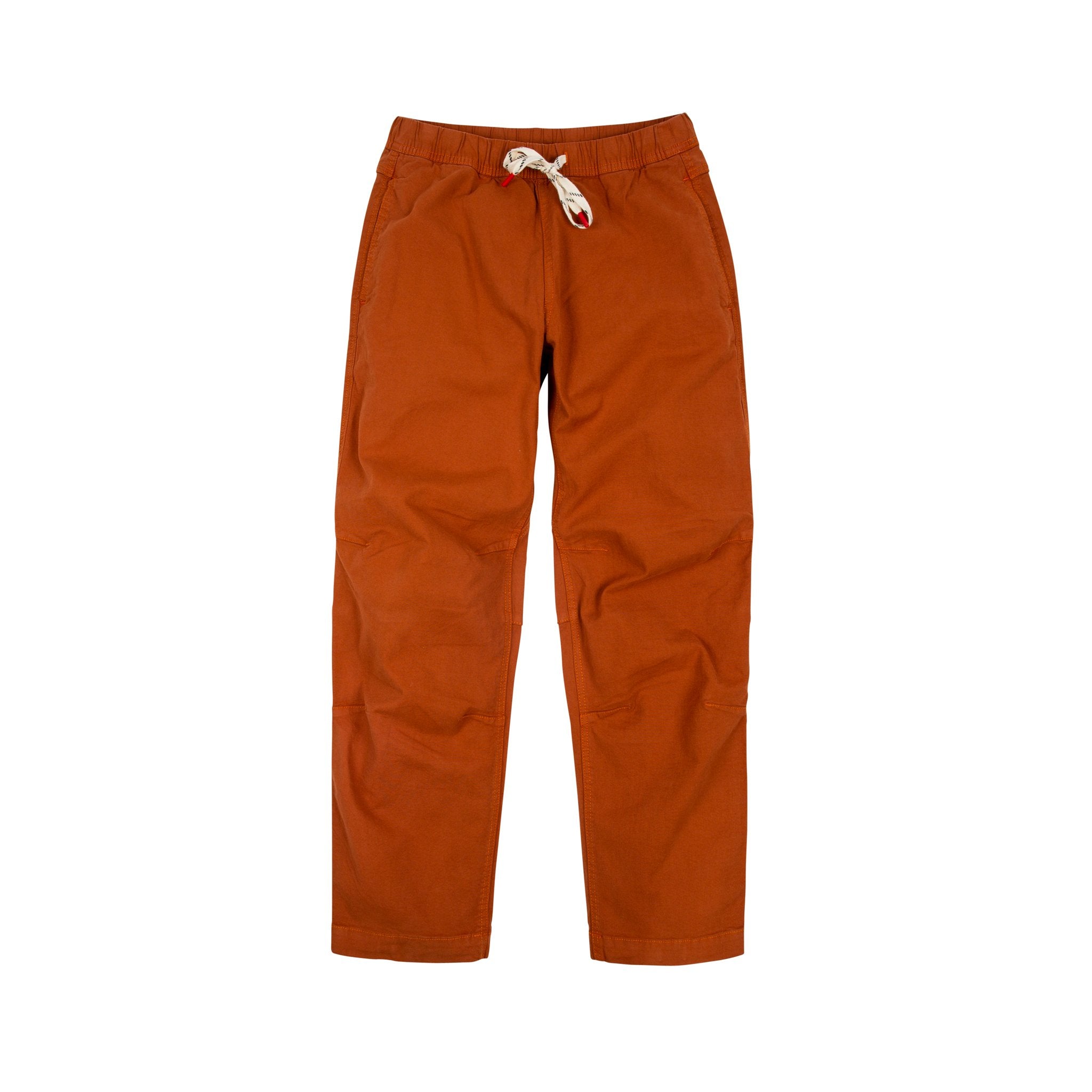 Vordere Produktaufnahme der Topo Designs Damen Dirt Hose in "Brick" orange.