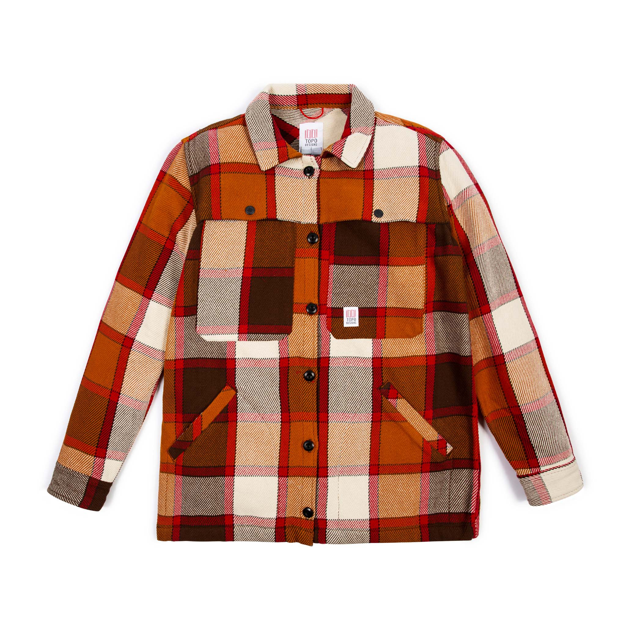 Topo Designs Damen Mountain Shirt Jacke in " Braun / Natural Plaid" Senfbraun naturweiß kariert