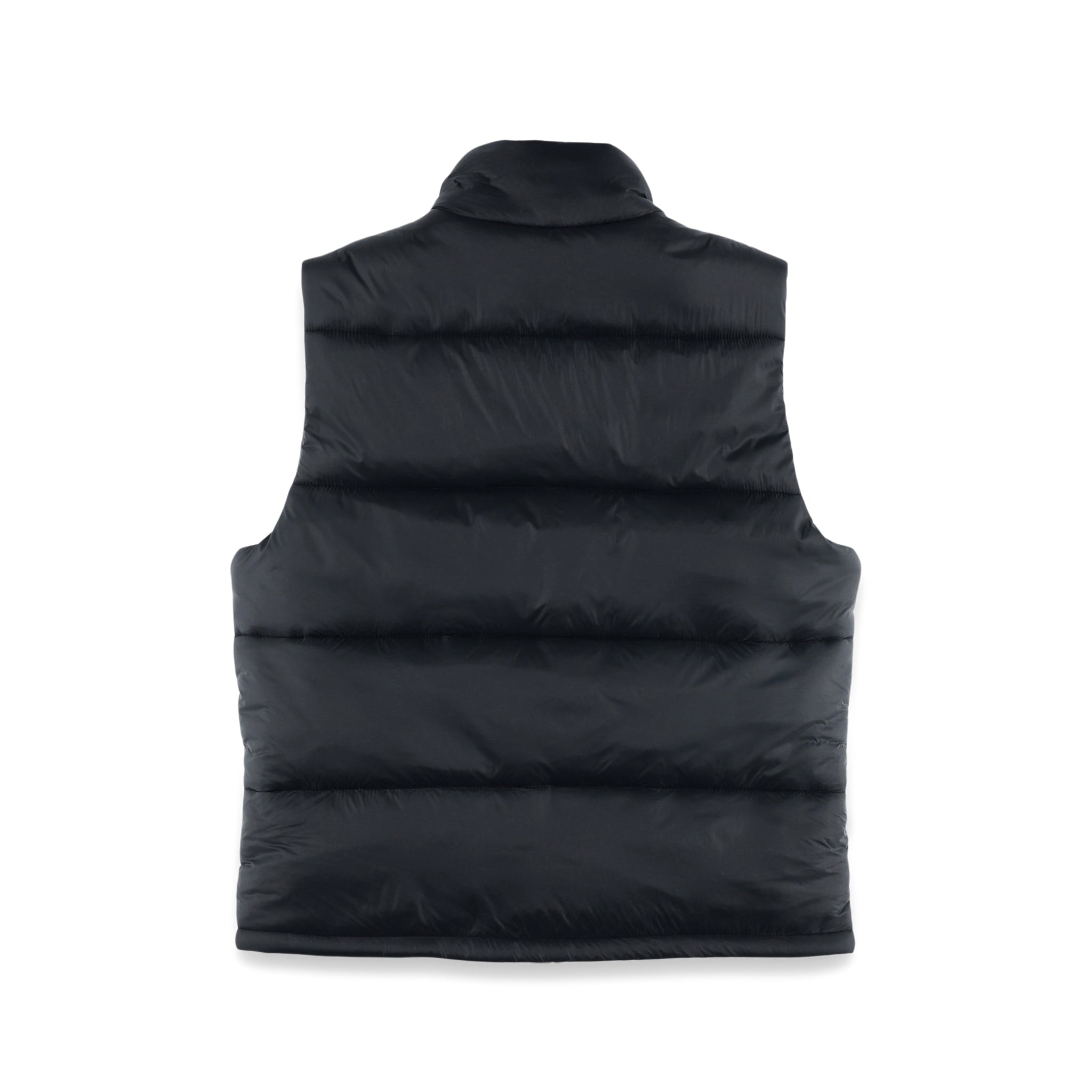 Rückseite von Topo Designs Herren Mountain Puffer recycled insulated Vest in "Black"