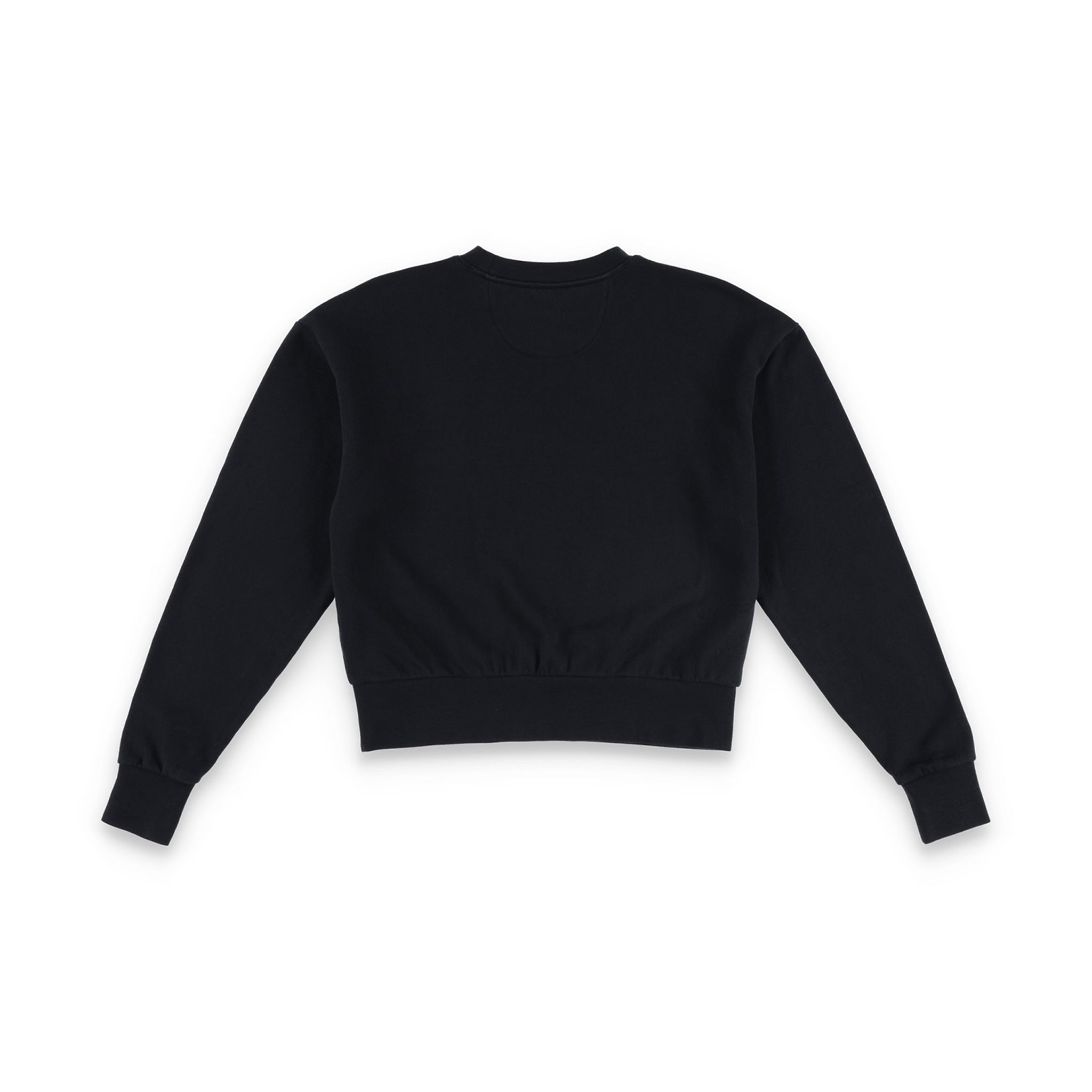 Rückseite des Topo Designs Damen Dirt Crew Sweatshirt aus 100% Bio-Baumwolle French Terry in "schwarz".