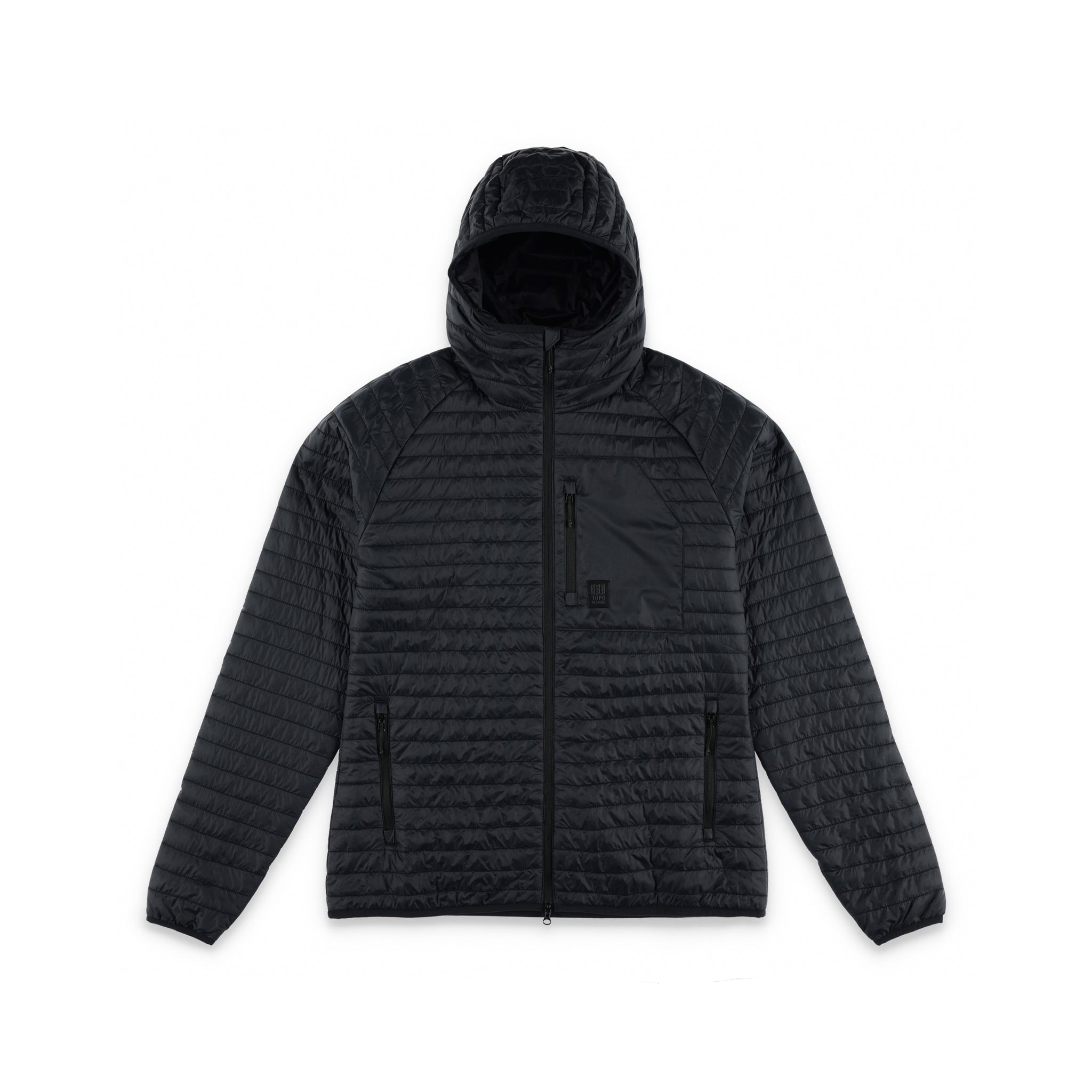 Topo Designs Damen Global Puffer recycelte isolierte packbare Hoodie Jacke in "schwarz"