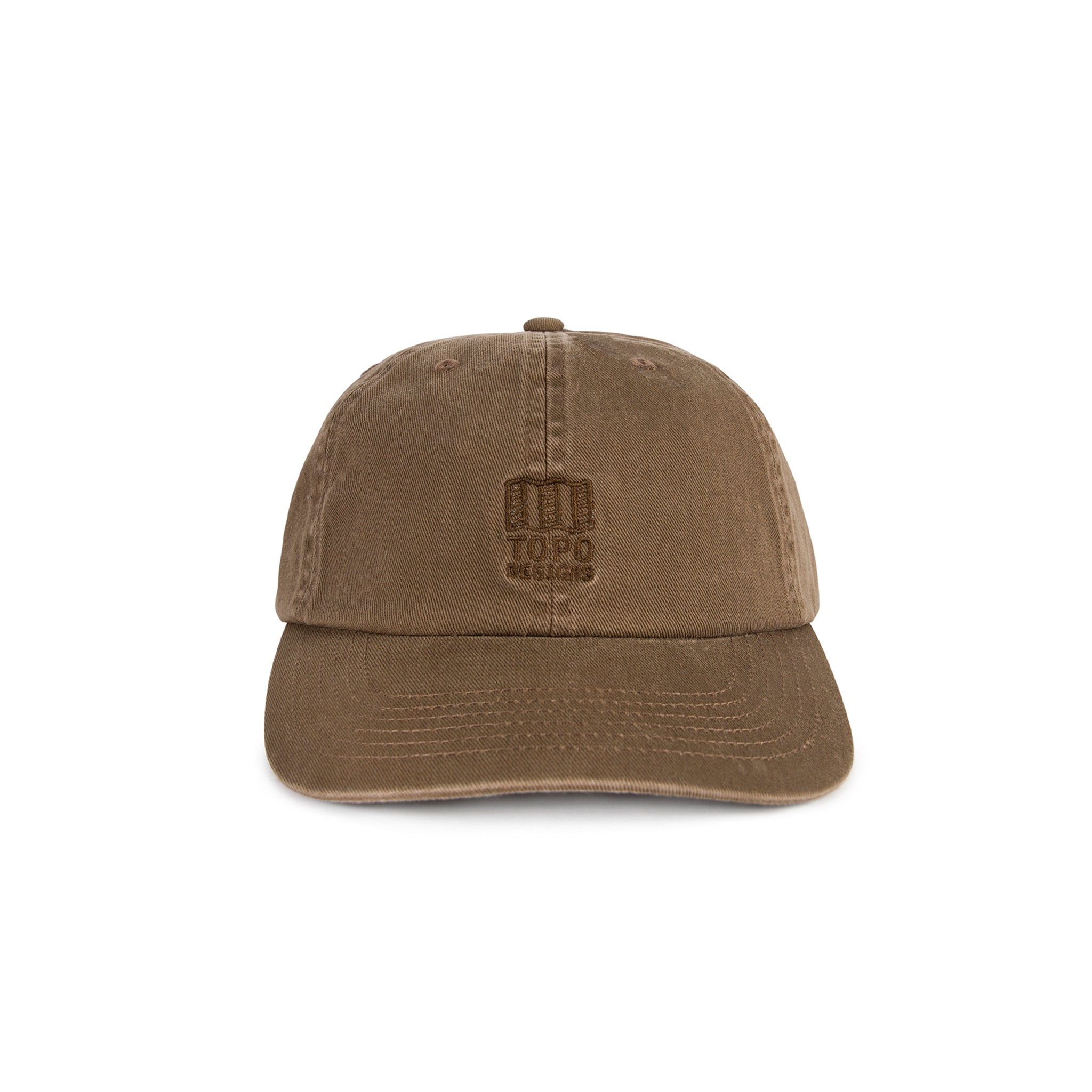 Topo Designs Mountain Ball Cap Baumwoll-Logo-Mütze in "Dark Khaki" braun.