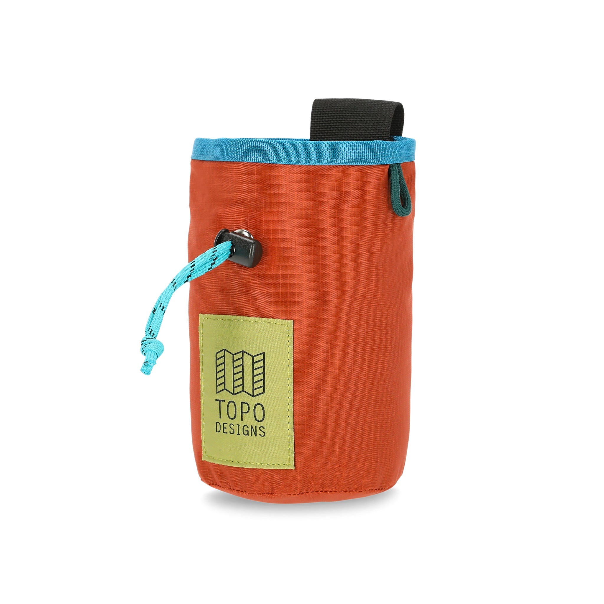 Topo Designs Mountain Chalk Bag zum Klettern und Bouldern aus leichtem, recyceltem "Clay"-Orange-Nylon.