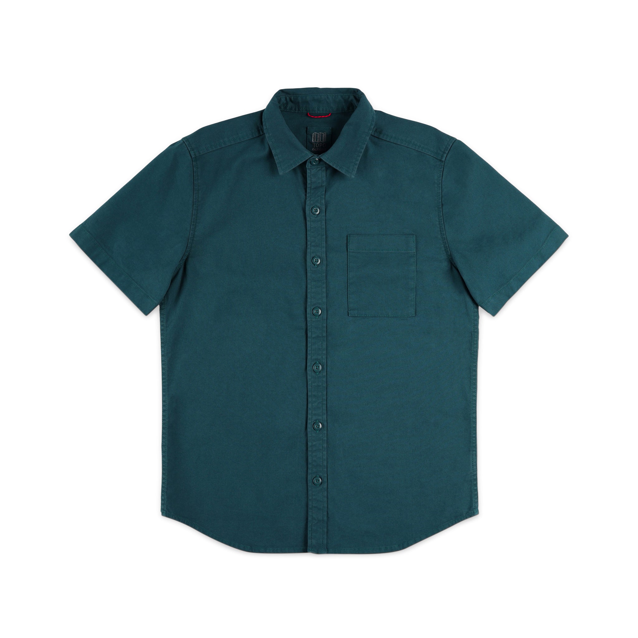 Topo Designs Herren Kurzarm-Shirt aus 100% Bio-Baumwolle Dirt Knopfleiste in "Pond Blue".