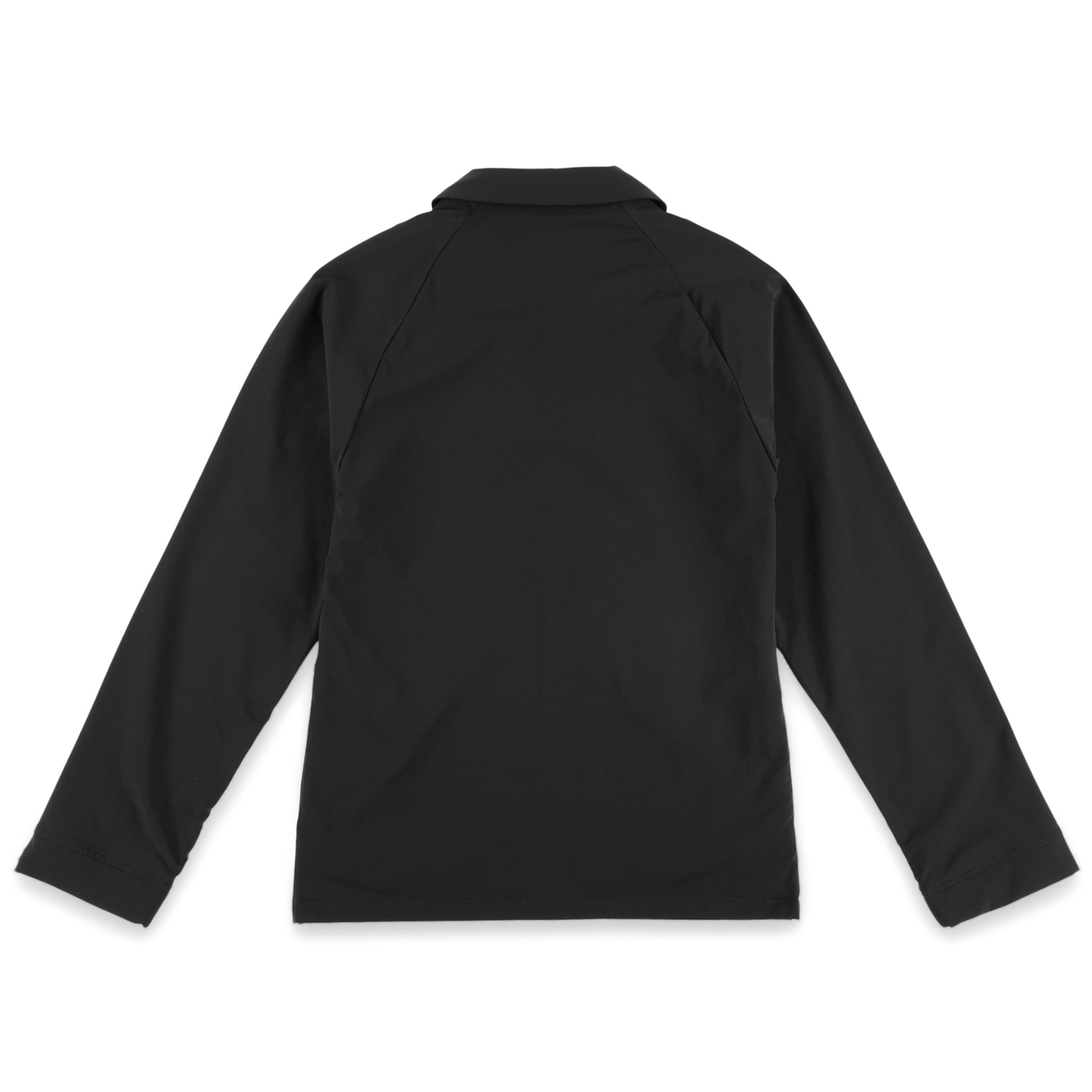 Rückseite der Topo Designs Herren Tech Breaker Jacket 4-Wege-Stretch Windjacke in "Black".