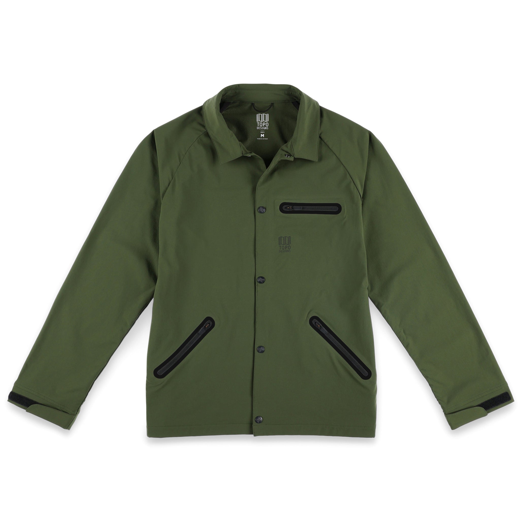 Topo Designs Herren Tech Breaker Jacket 4-Wege-Stretch Windjacke in "Olive" grün.