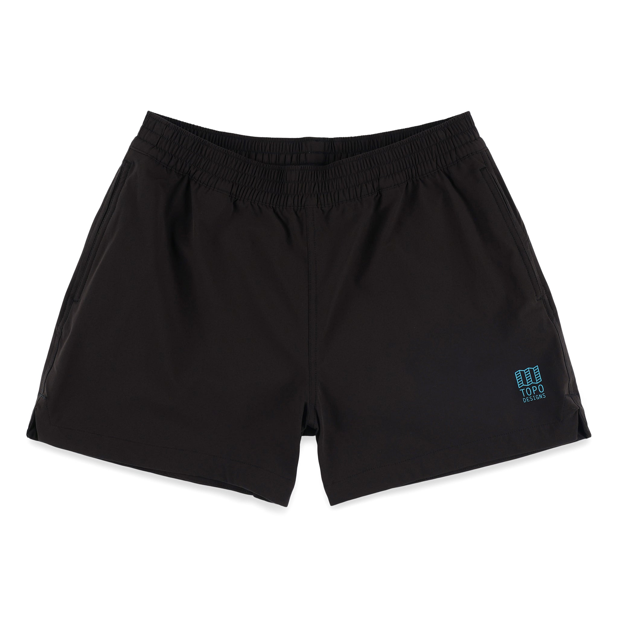 Topo Designs Damen Global leichte schnell trocknende Reiseshorts in "Black".