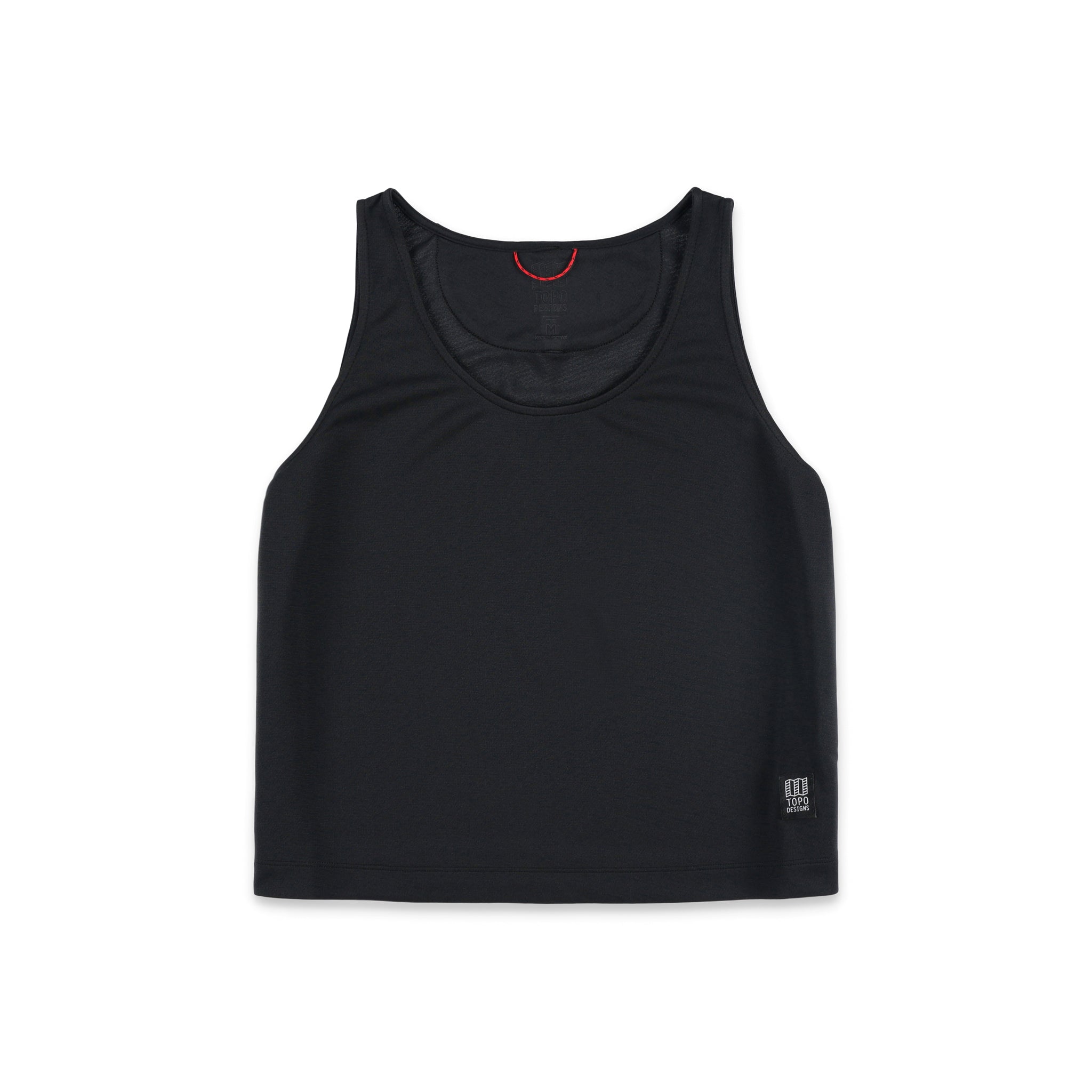 Topo Designs Damen 30+ UPF feuchtigkeitsableitendes River Tank Top in "Black".