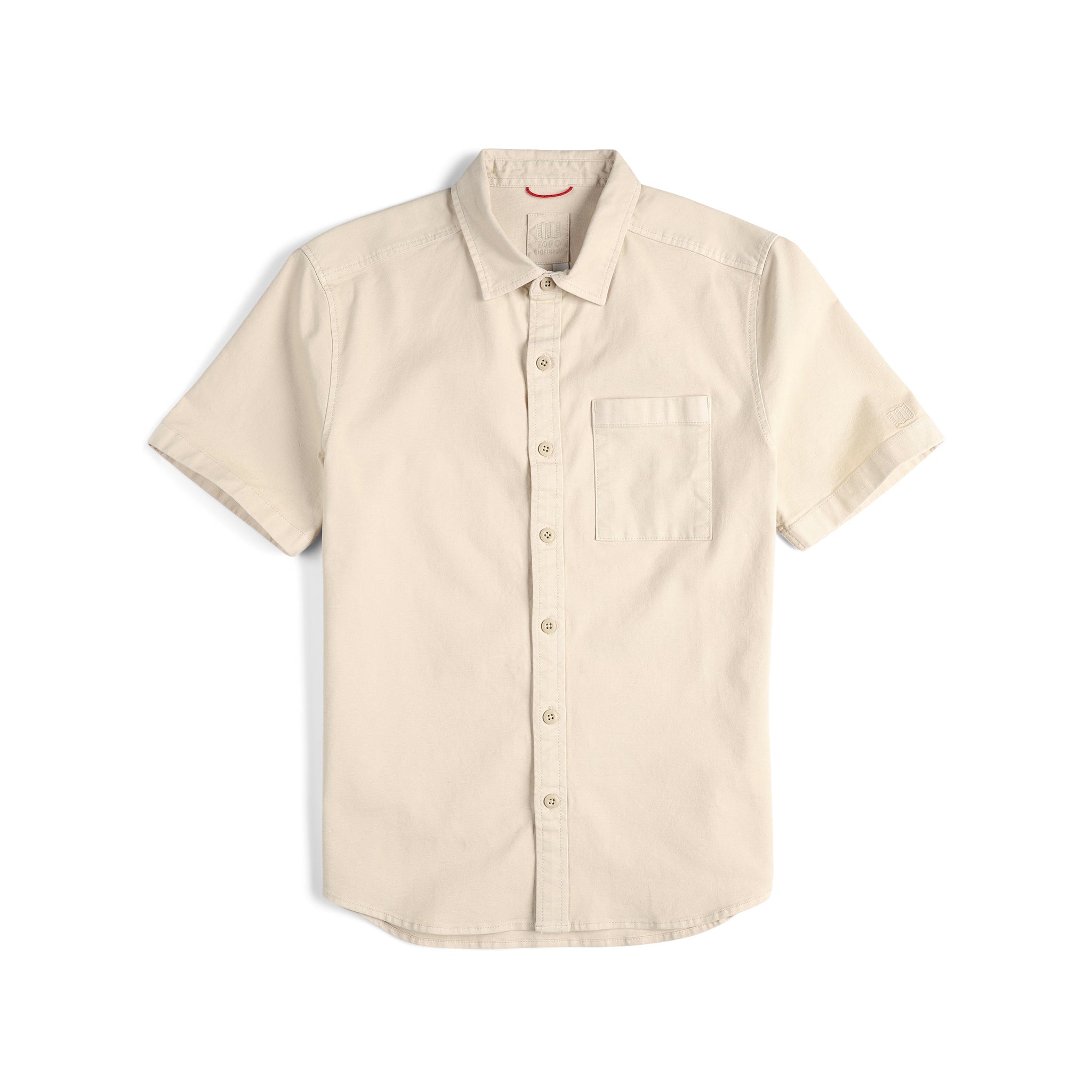 Topo Designs Herren Short Sleeve 100% Bio-Baumwolle button up Dirt Shirt in "Sand" weiß.