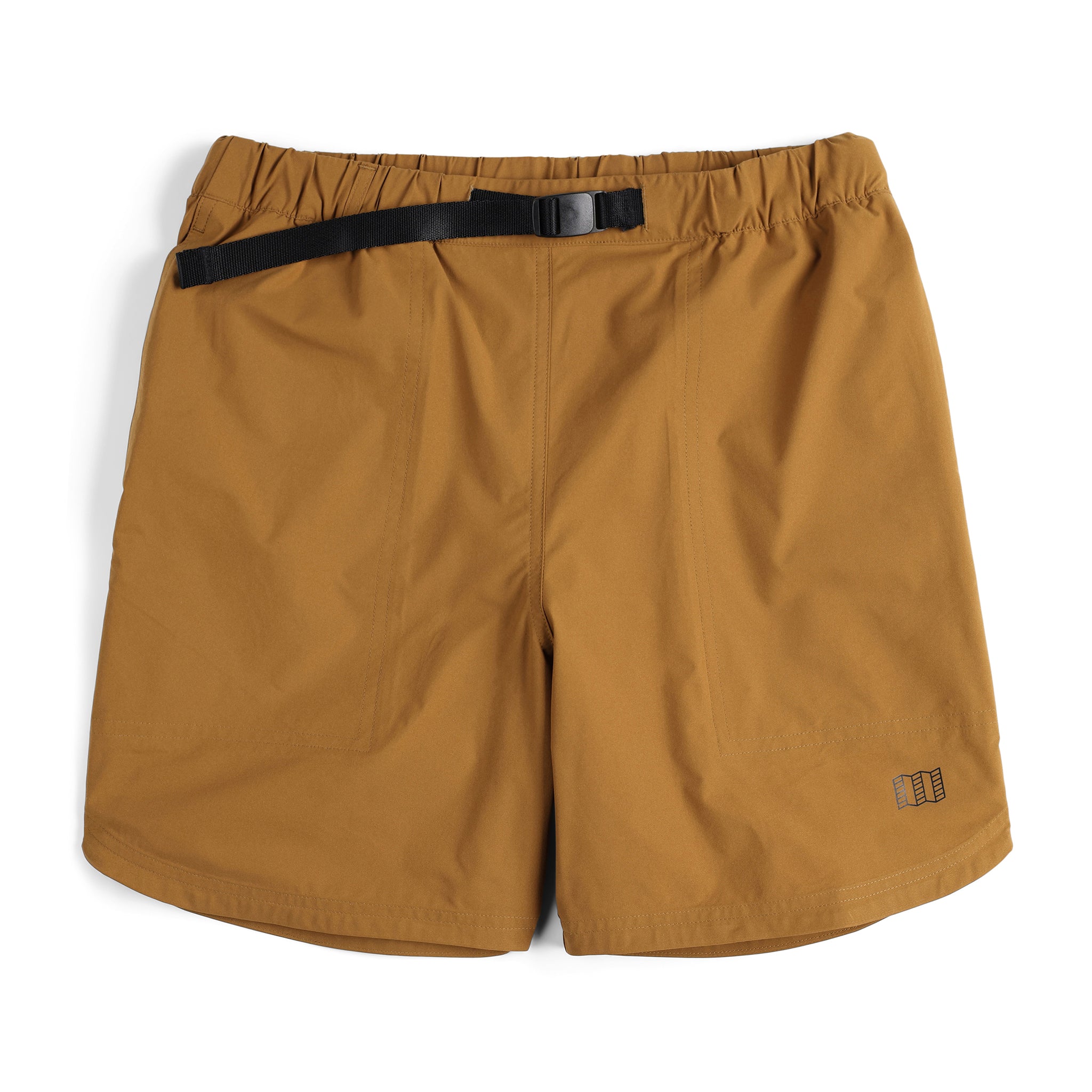 Topo Designs Herren River Shorts Leichte, schnell trocknende Badehose in "Dark Khaki" braun.