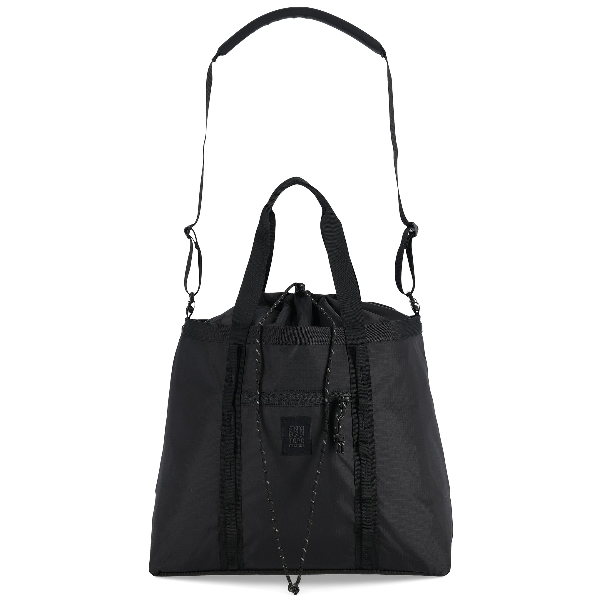 Topo Designs Mountain Utility Tote Bag aus leichtem, recyceltem "Black"-Nylon.