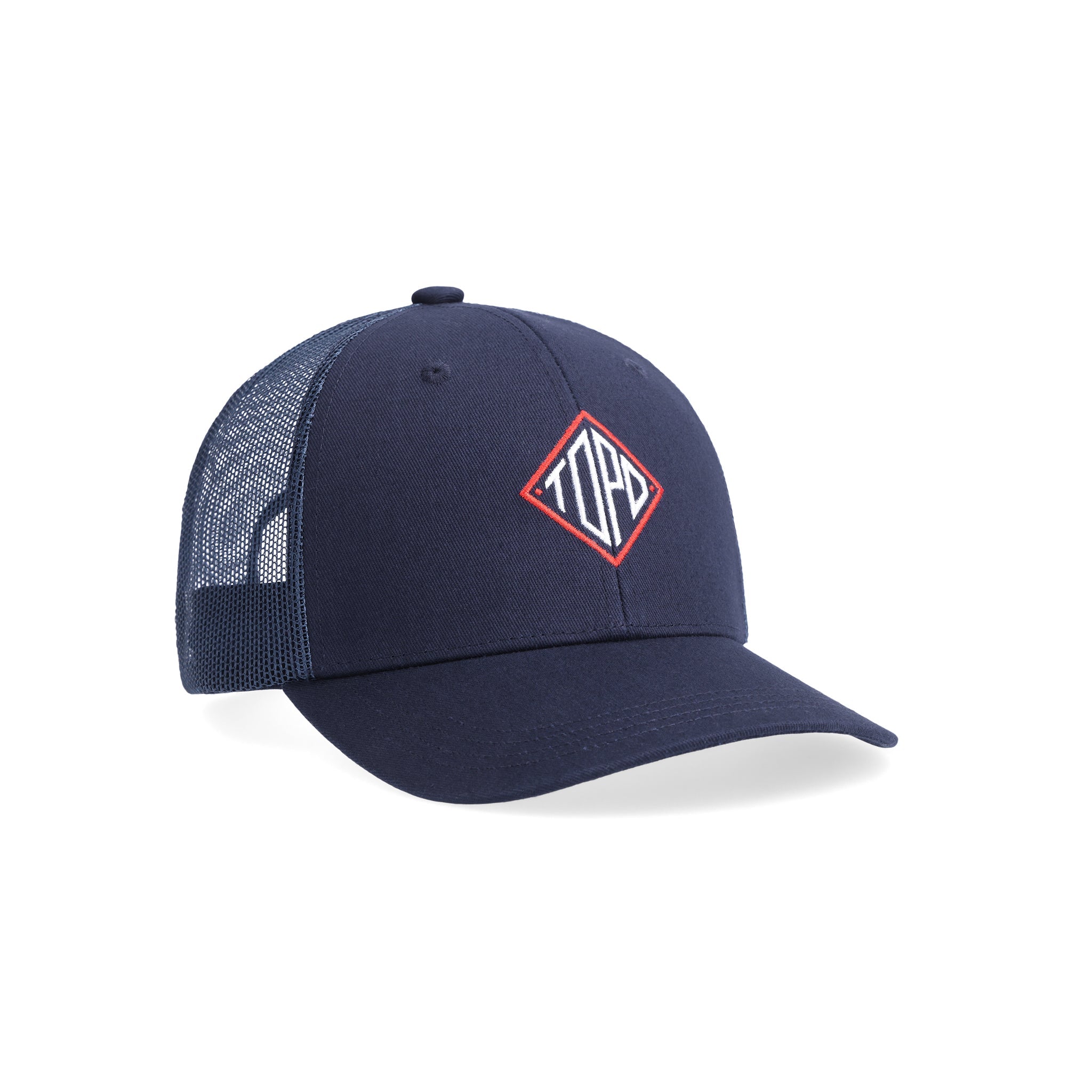 Topo Designs Diamond Logo Trucker Hut in "Marine"