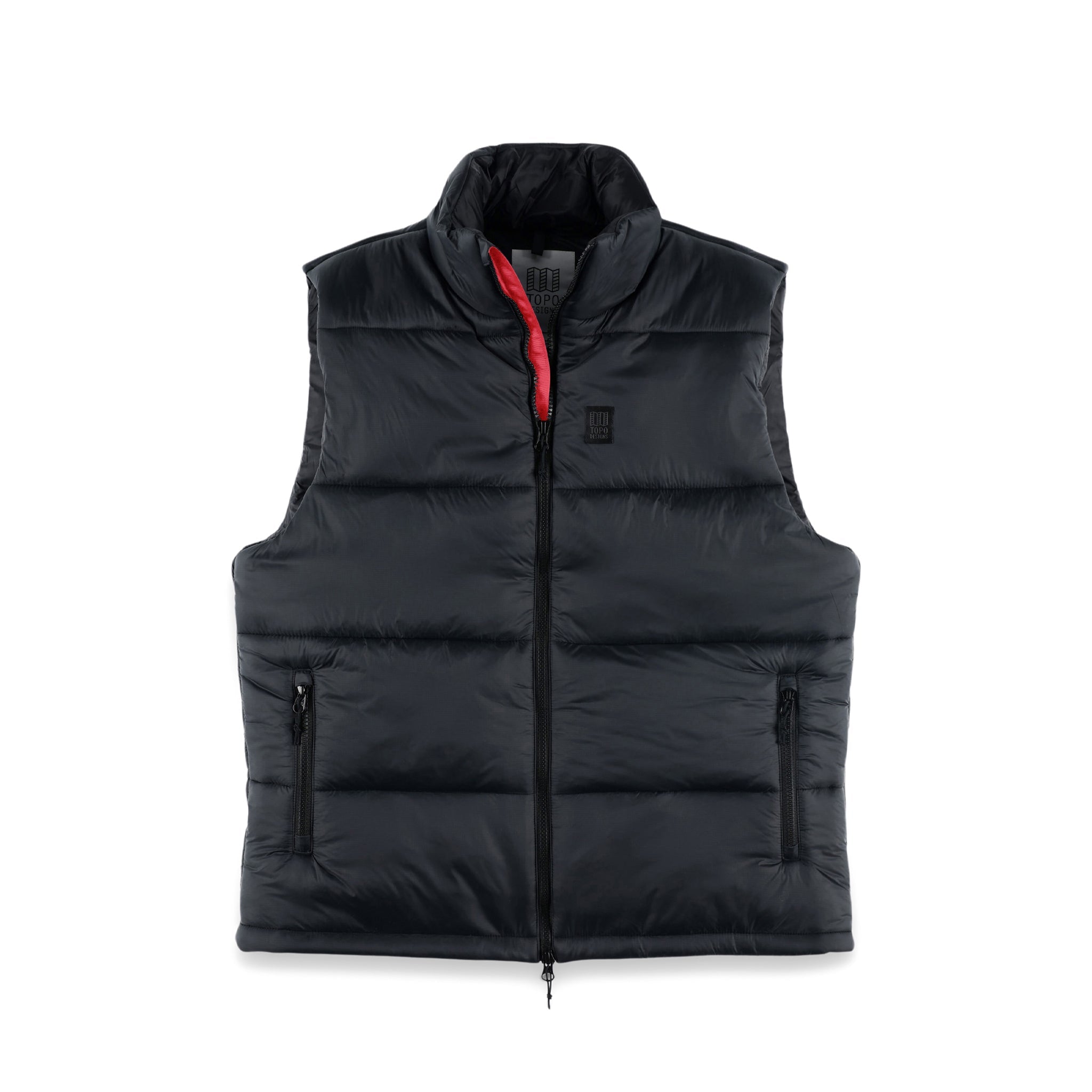 Topo Designs Hommes Mountain Puffer recycled insulated Vest in "Black".