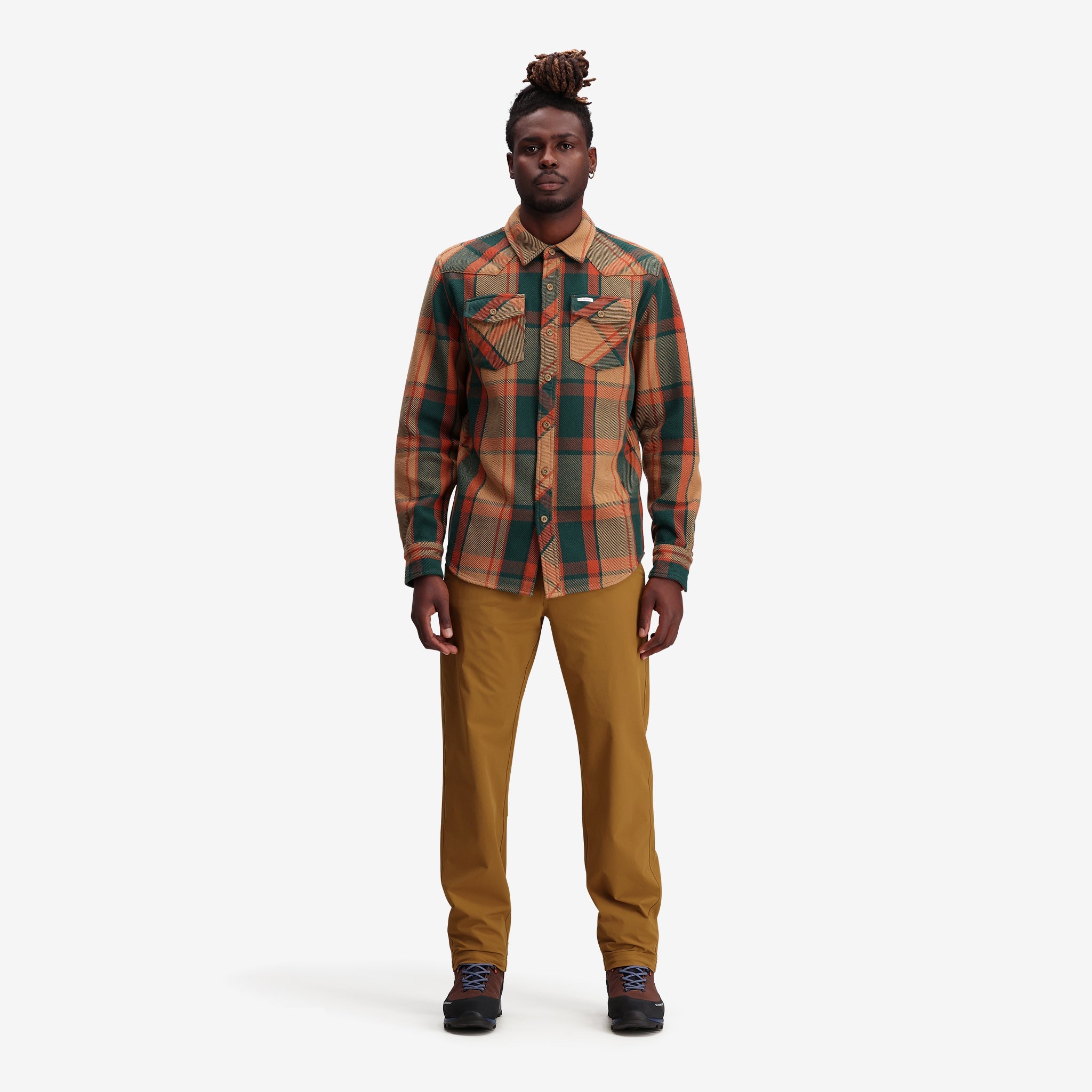 Vue générale de la Chemise montagne Heavyweight en "Khaki Multi Plaid".