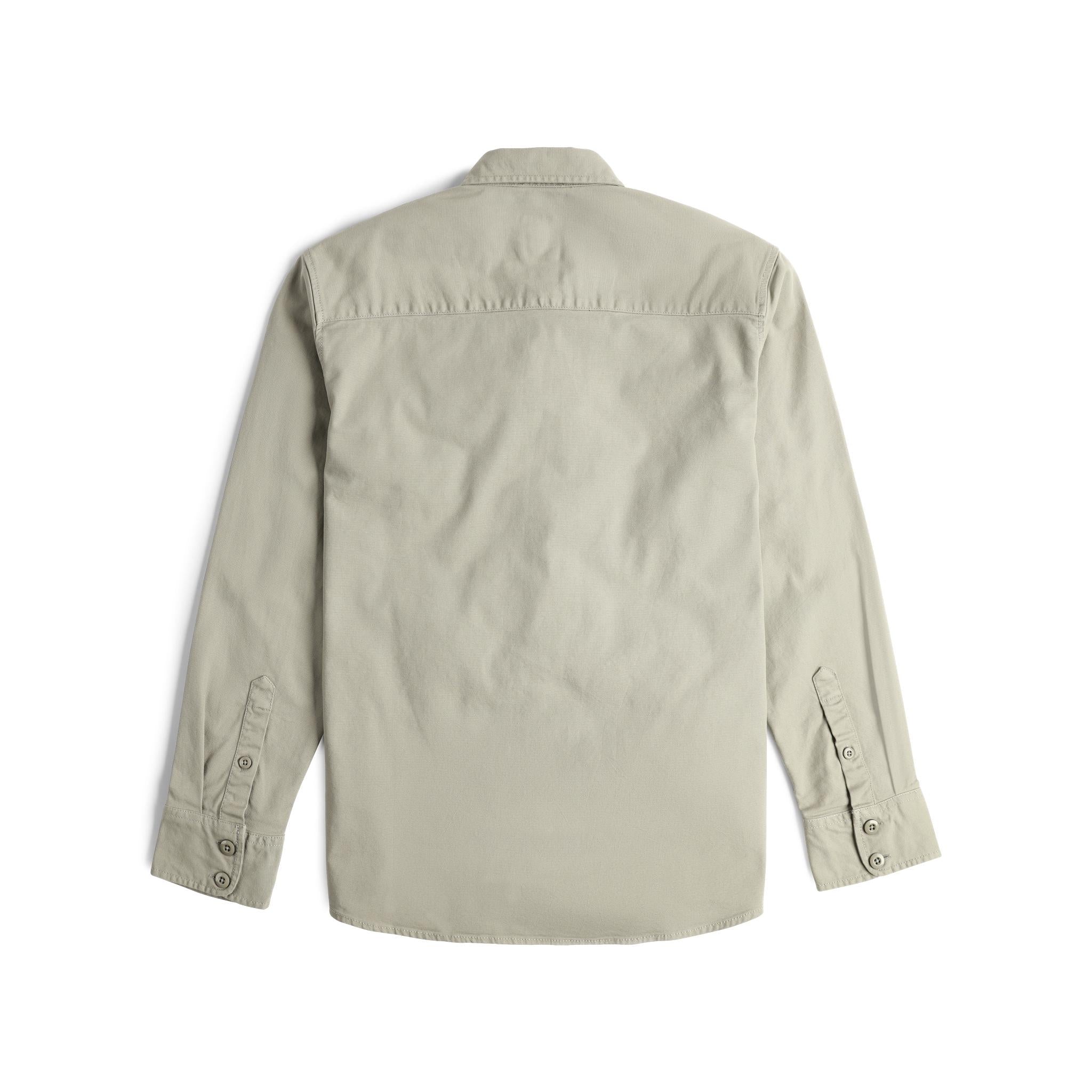 Vue arrière du Topo Designs Dirt Overshirt - Hommes  en "Dried Sage" (sauge séchée)