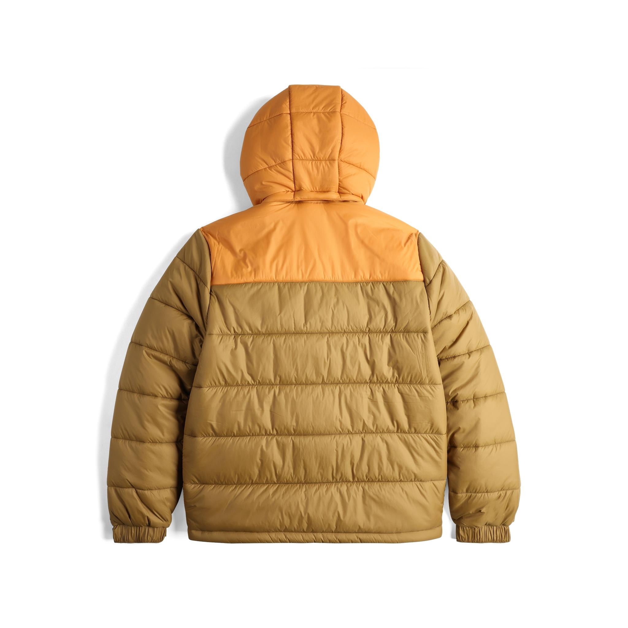 Vue arrière du Topo Designs Retro Ridge Puffer Veste - Hommes  en "Dark Khaki / Spice"