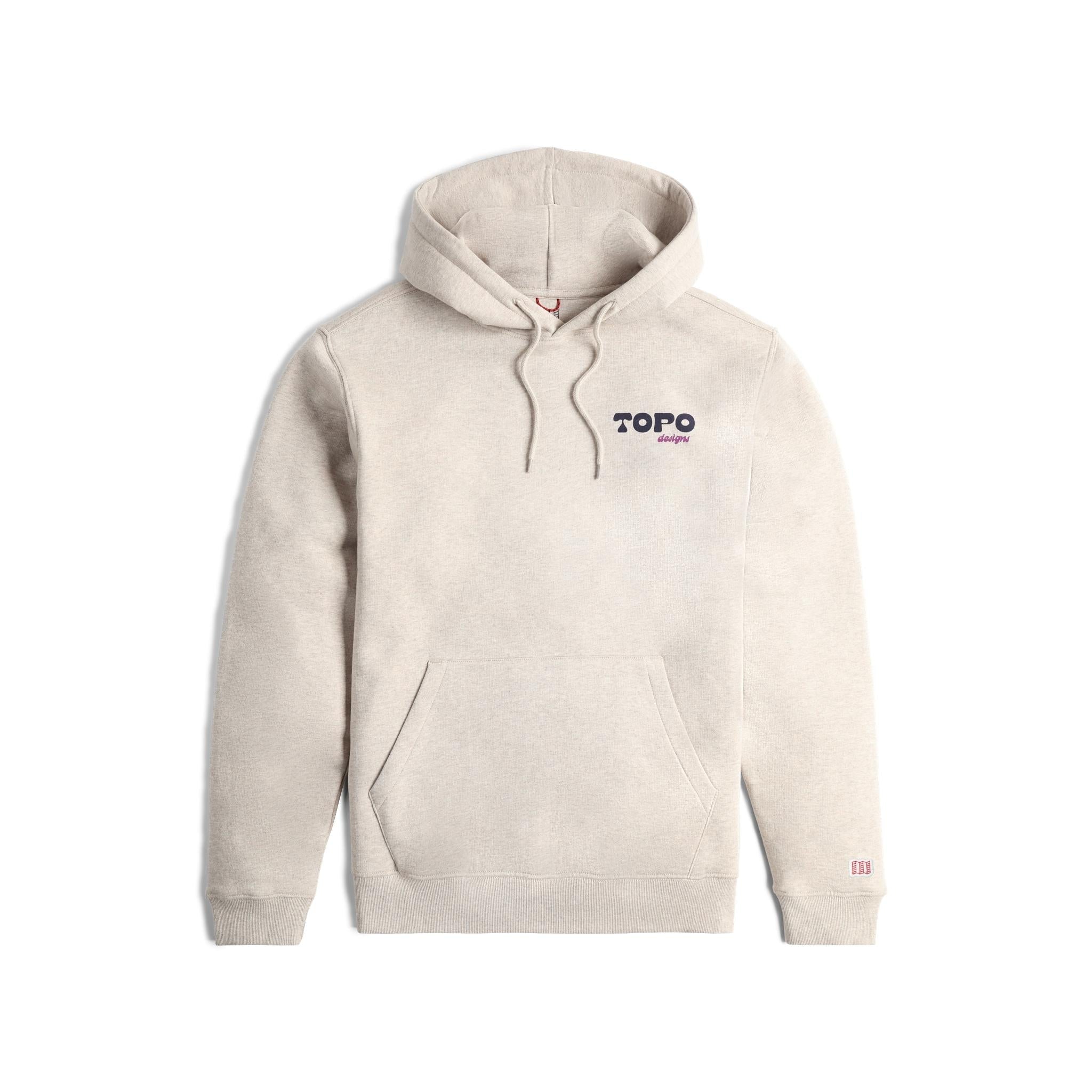 Vue avant du Topo Designs Alpine High Hoodie - Heat Waves en "Oatmeal Heather" (gris avoine)