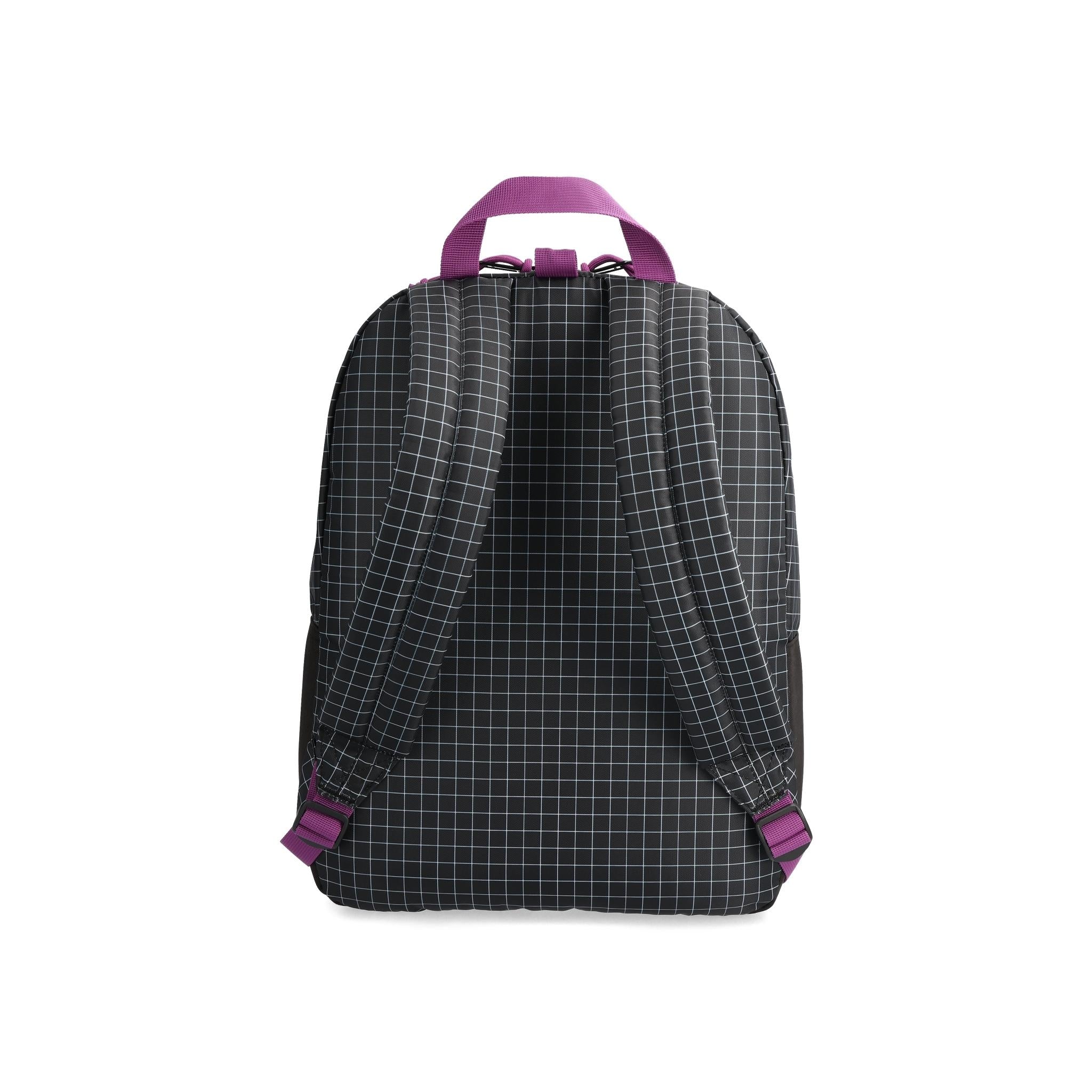 Vue arrière du Topo Designs Dash Pack en "Black / White Grid Print" (imprimé quadrillé noir et blanc)