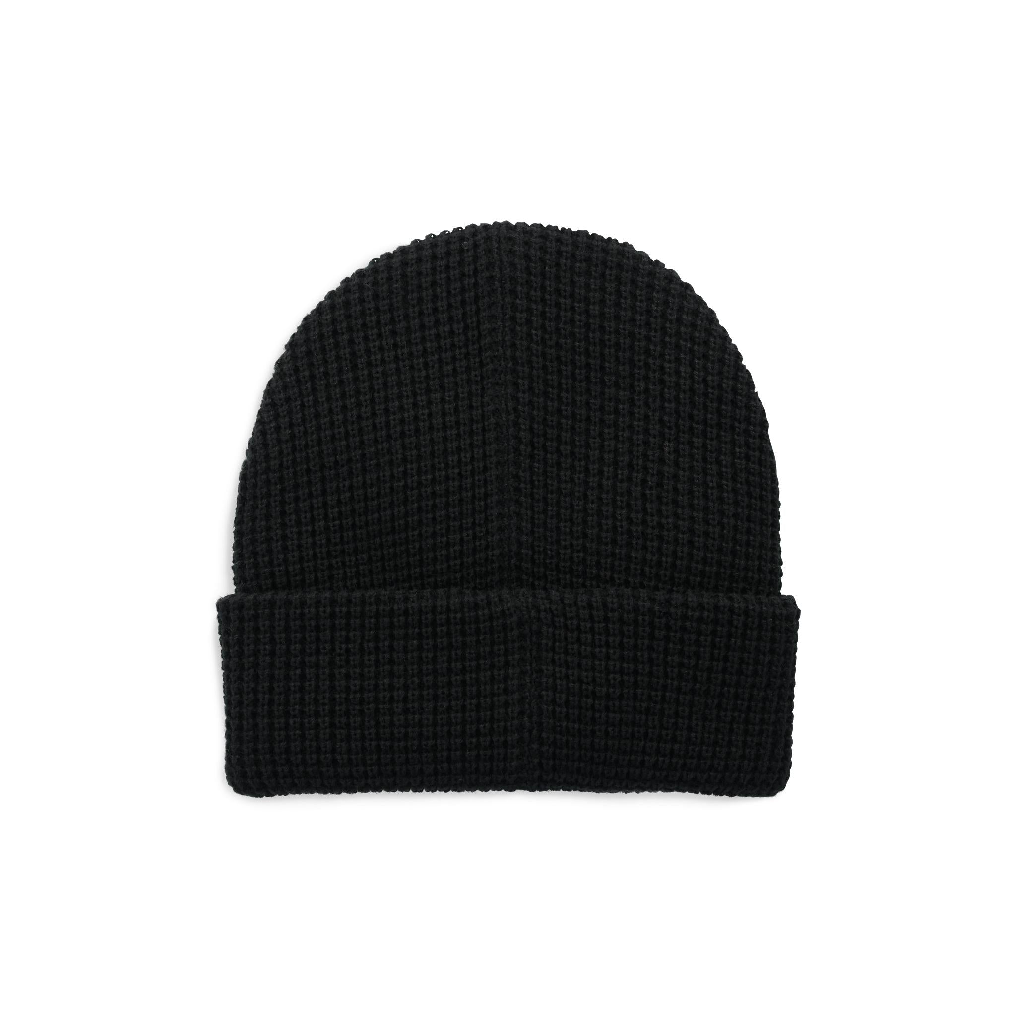 Vue arrière du bonnet Topo Designs Waffle Knit Beanie en "Black" (noir)