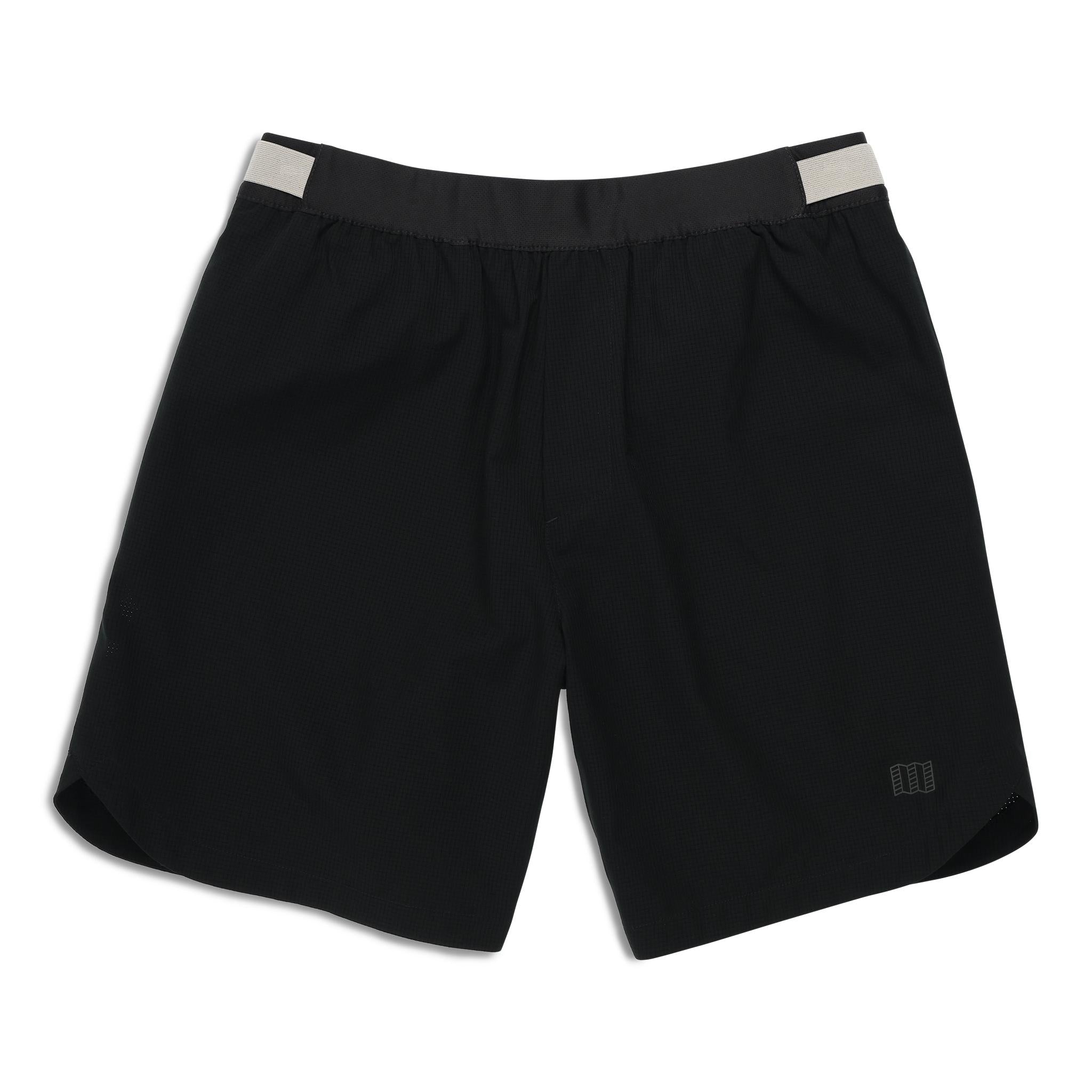 Vue avant du Topo Designs Global Trek Shorts 7" - Hommes en "Black"