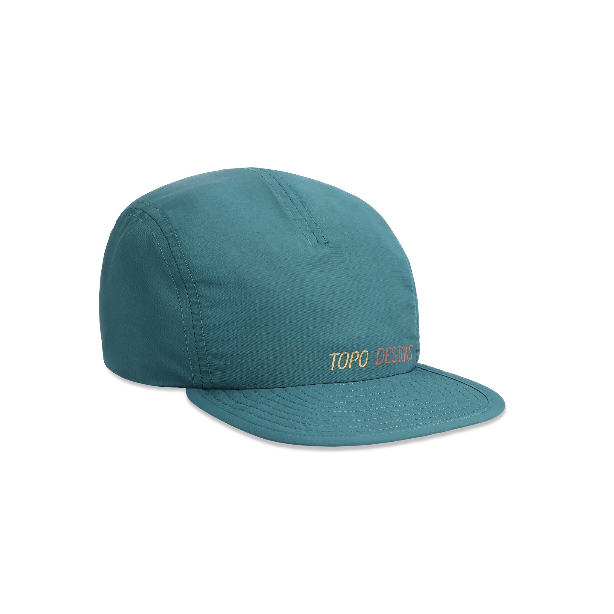 Vue avant du chapeau Topo Designs Global Packable Hat en "Pond Blue" (bleu étang)