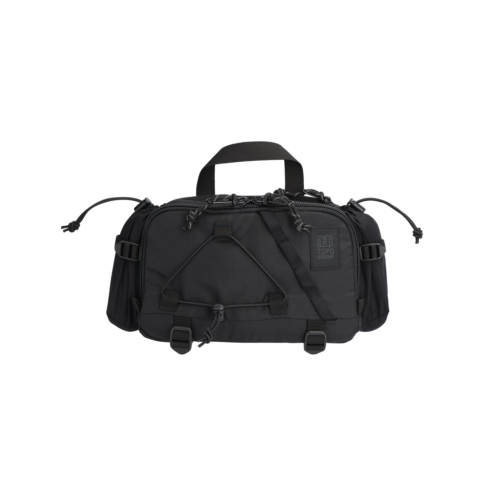 Vue avant du sac à dos Topo Designs Mountain Hydro Hip Pack en "Black" (noir)