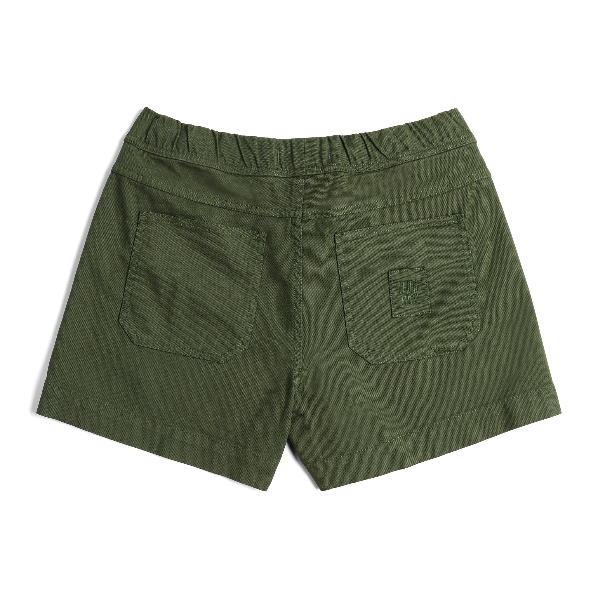 Vue arrière du Topo Designs Dirt Shorts - Femmes en "Olive"