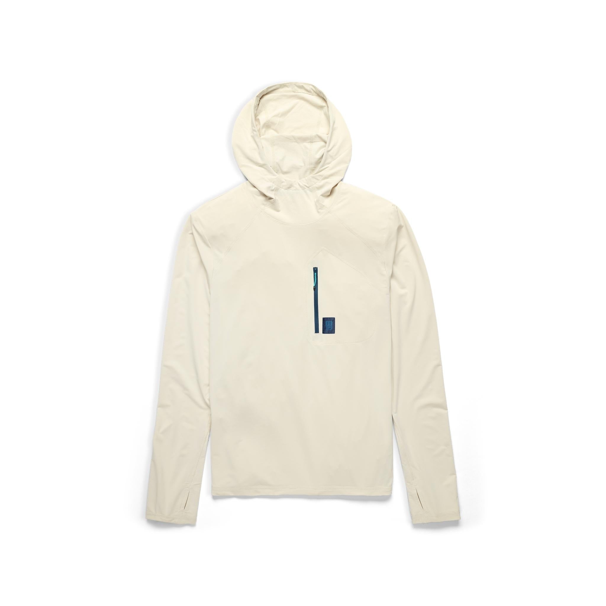 Vue avant du Topo Designs Sun Hoodie - Hommes en "Bone White" (blanc osseux)