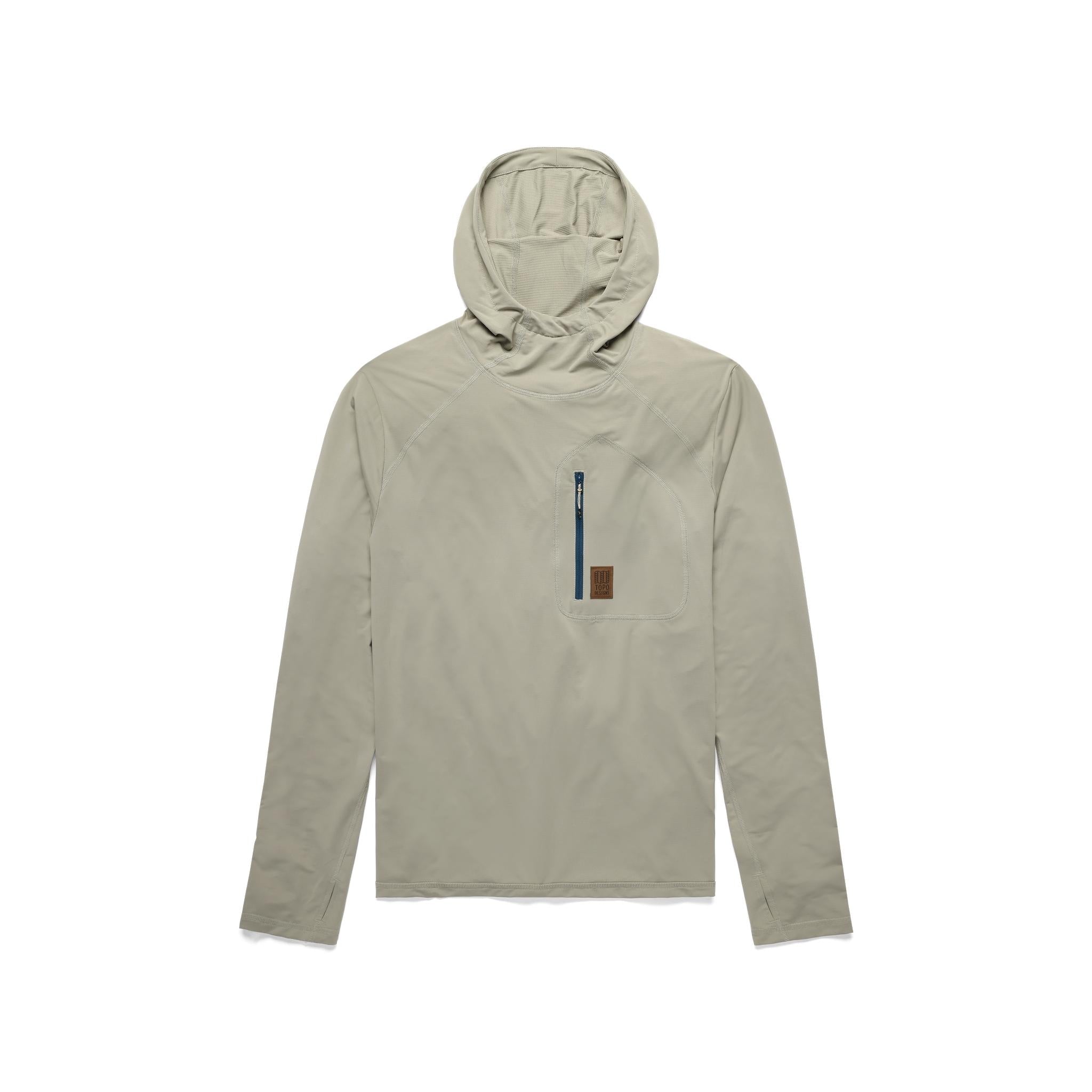 Vue générale de face du Topo Designs Sun Hoodie - Hommes en "Dried Sage".