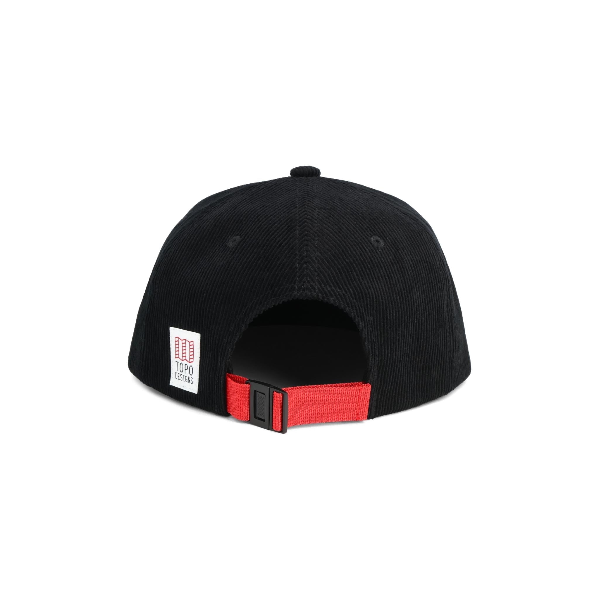 Vue arrière de la casquette Topo Designs Corduroy Trucker Hat en "Black" (noir)