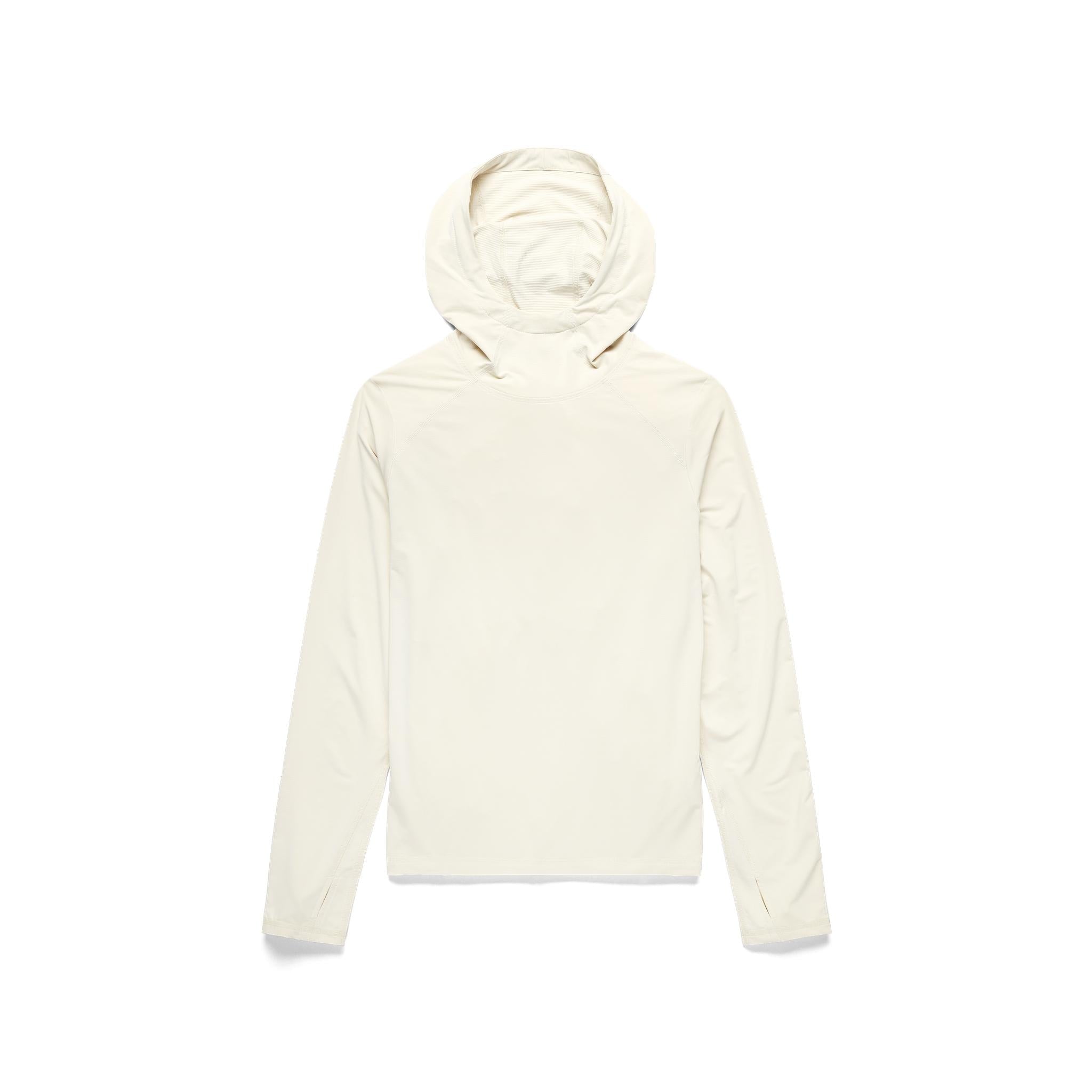 Vue avant du Topo Designs Sun Hoodie - Femmes en "Bone White" (blanc osseux)