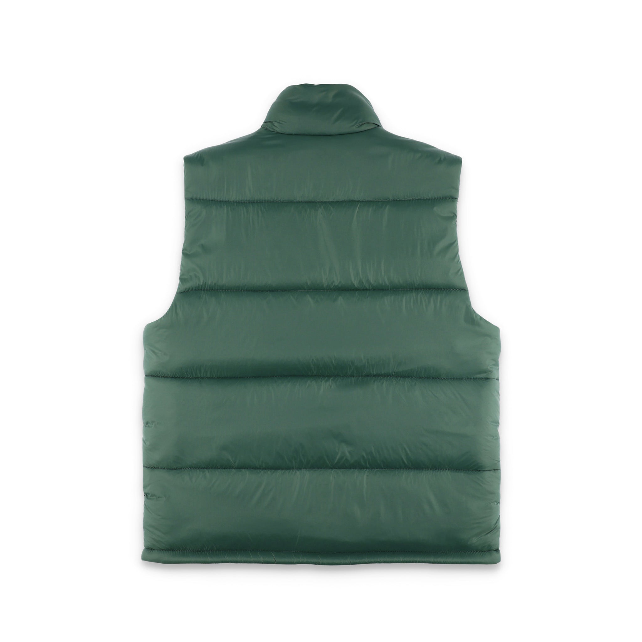 Dos de la veste isolée Topo Designs Hommes Mountain Puffer recycled en vert "Forest".