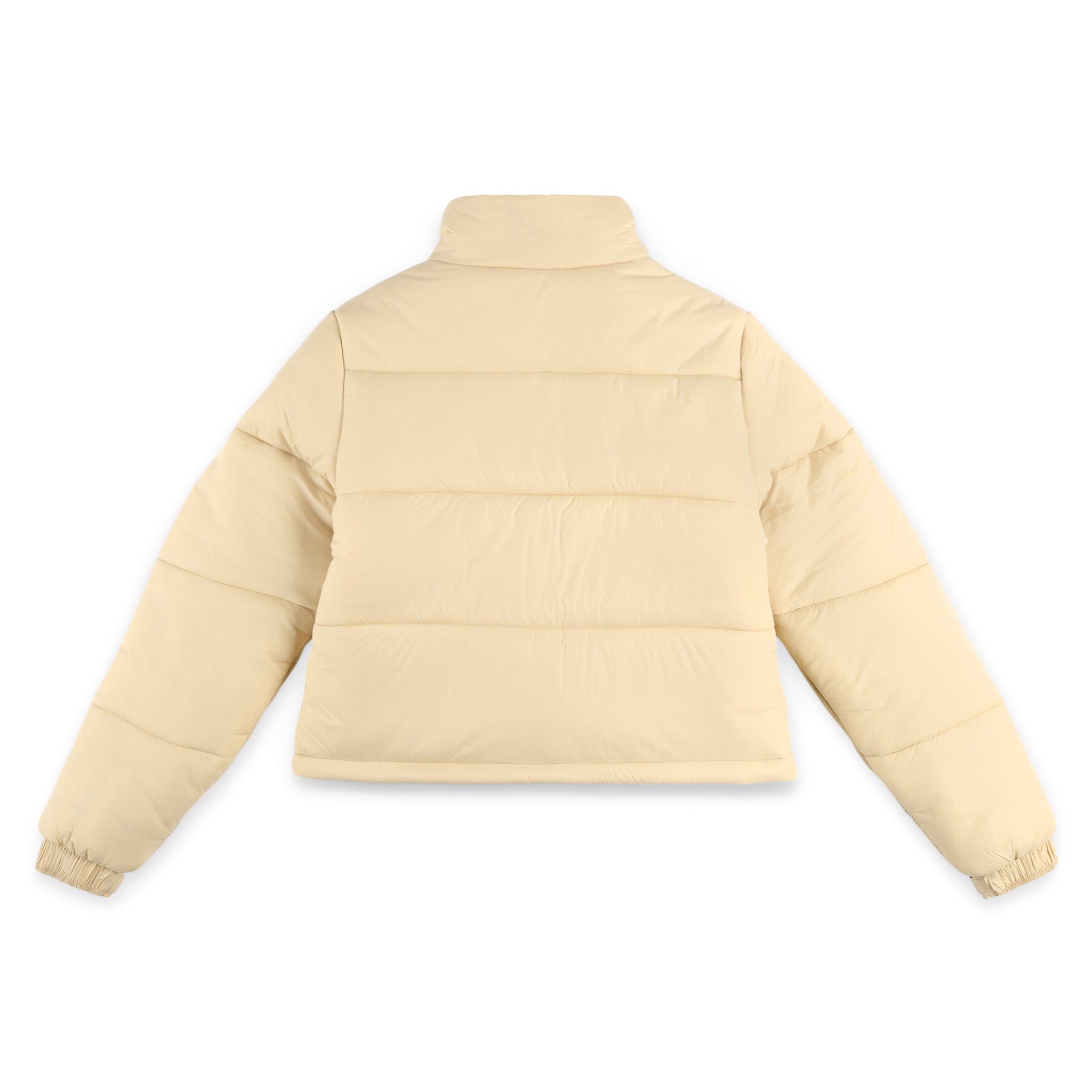 Dos de la Veste isolée Topo Designs Femmes Puffer recycled en blanc "Sand".