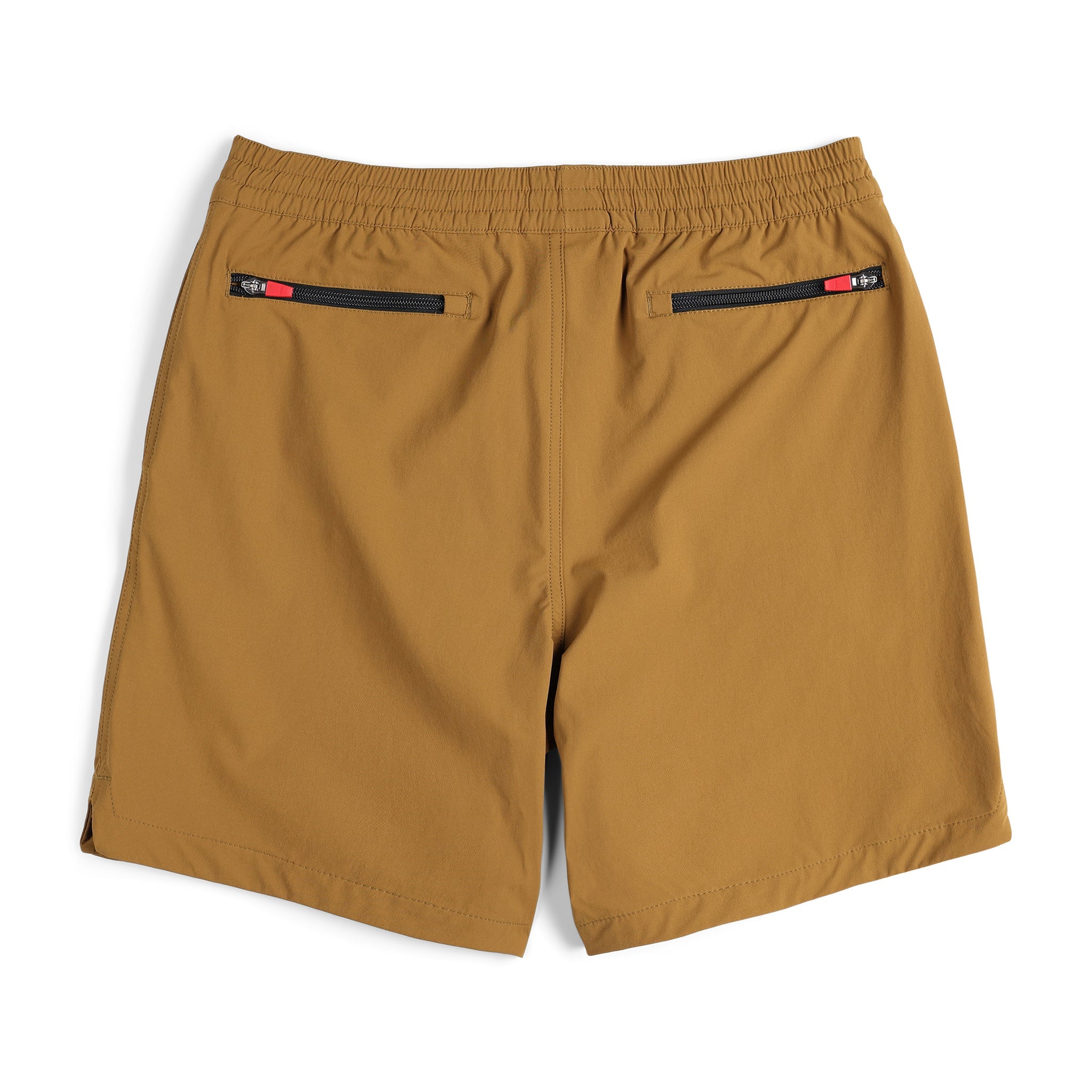 Poches arrière zippées sur le short de voyage Topo Designs Hommes Global lightweight quick dry en brun "Dark Khaki".